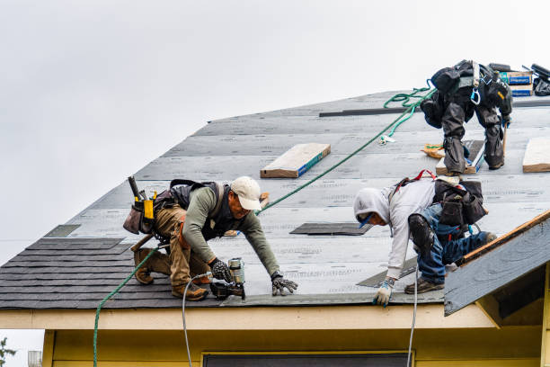Professional Gutter Installation technician working in Hamer, ID